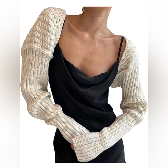 Sweaters - White Open Front Rib Knit Shrug Crop Cardigan